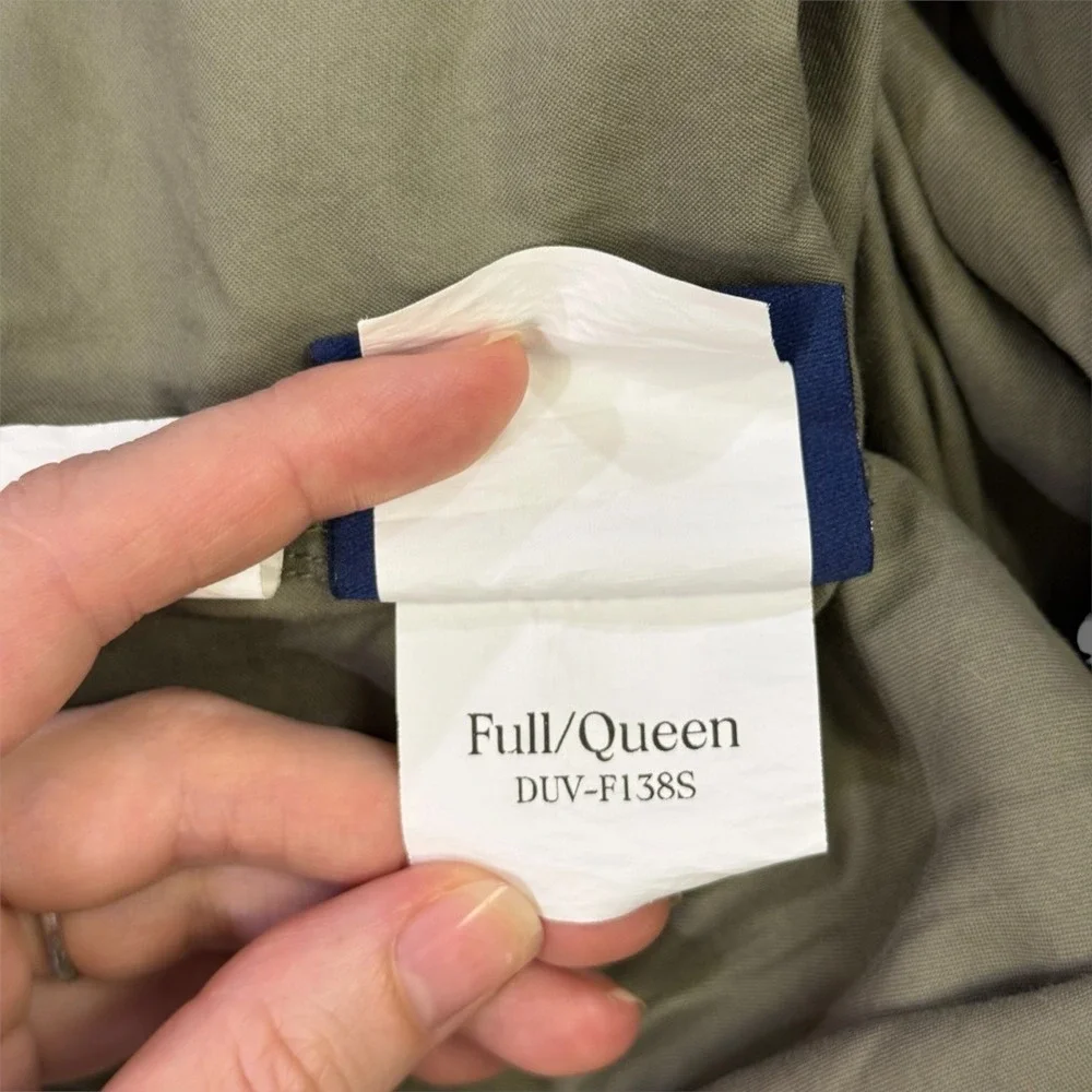Brooklinen Olive Green Sateen 100% Cotton Duvet Cover Full Queen